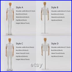 DE-LIANG Male Female full body half-body mannequin with Movable wood arms, Dress form With Fiberglass Head not Real Wood, Clothing Rack,1pcs