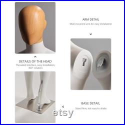 DE-LIANG Male Female full body half-body mannequin with Movable wood arms, Dress form With Fiberglass Head not Real Wood, Clothing Rack,1pcs