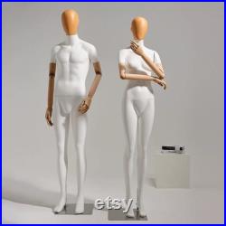 DE-LIANG Male Female full body half-body mannequin with Movable wood arms, Dress form With Fiberglass Head not Real Wood, Clothing Rack,1pcs