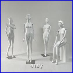 DE-LIANG Quality Female Mannequin,Wedding Fabulours Fiberglass Model for Window Display, Clothing Hanger Dress Form with Wig, With White Arm