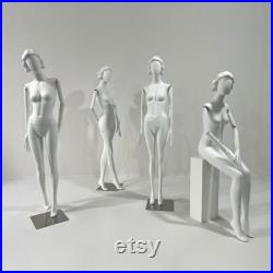DE-LIANG Quality Female Mannequin,Wedding Fabulours Fiberglass Model for Window Display, Clothing Hanger Dress Form with Wig, With White Arm