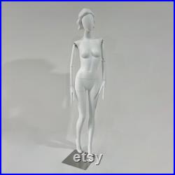 DE-LIANG Quality Female Mannequin,Wedding Fabulours Fiberglass Model for Window Display, Clothing Hanger Dress Form with Wig, With White Arm
