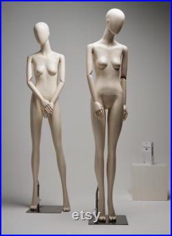 DE-LIANG luxury female full body painting beige display mannequin, Modern Trendy clothing display model dress form, curvaceous figure,1 pcs