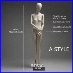 DE-LIANG luxury female full body painting beige display mannequin, Modern Trendy clothing display model dress form, curvaceous figure,1 pcs