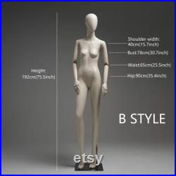 DE-LIANG luxury female full body painting beige display mannequin, Modern Trendy clothing display model dress form, curvaceous figure,1 pcs