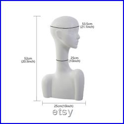 DE-LIANG luxury female mannequin head, White Model head for hair hat sunglasses display, with ear holes,Perfect for Accessories and Home Decor