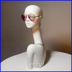 DE-LIANG luxury female mannequin head, White Model head for hair hat sunglasses display, with ear holes,Perfect for Accessories and Home Decor