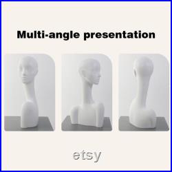 DE-LIANG luxury female mannequin head, White Model head for hair hat sunglasses display, with ear holes,Perfect for Accessories and Home Decor