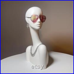DE-LIANG luxury female mannequin head, White Model head for hair hat sunglasses display, with ear holes,Perfect for Accessories and Home Decor