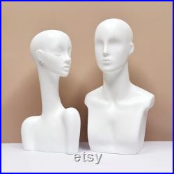DE-LIANG luxury male mannequin head, Men White Model head for hair hat sunglasses display, with ear holes, Male Manikin 1pcs only