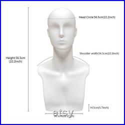 DE-LIANG luxury male mannequin head, Men White Model head for hair hat sunglasses display, with ear holes, Male Manikin 1pcs only