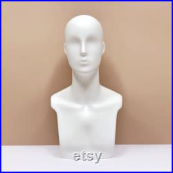 DE-LIANG luxury male mannequin head, Men White Model head for hair hat sunglasses display, with ear holes, Male Manikin 1pcs only