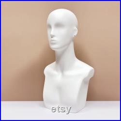 DE-LIANG luxury male mannequin head, Men White Model head for hair hat sunglasses display, with ear holes, Male Manikin 1pcs only