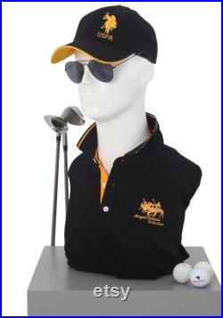 DE-LIANG luxury male mannequin head, Men White Model head for hair hat sunglasses display, with ear holes, Male Manikin 1pcs only