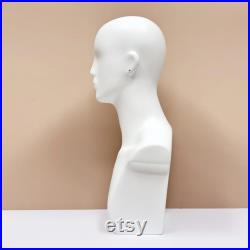 DE-LIANG luxury male mannequin head, Men White Model head for hair hat sunglasses display, with ear holes, Male Manikin 1pcs only