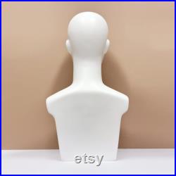 DE-LIANG luxury male mannequin head, Men White Model head for hair hat sunglasses display, with ear holes, Male Manikin 1pcs only
