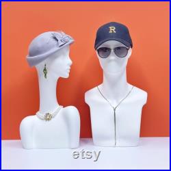 DE-LIANG luxury male mannequin head, Men White Model head for hair hat sunglasses display, with ear holes, Male Manikin 1pcs only
