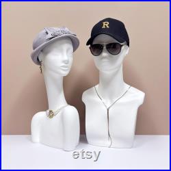 DE-LIANG luxury male mannequin head, Men White Model head for hair hat sunglasses display, with ear holes, Male Manikin 1pcs only