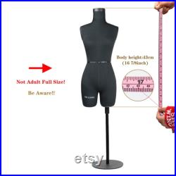 DL262 Half Scale Dress Form uk size 6, 43cm Body Height 1 2 Miniature Female Fiberglass Trouser Dummy Fitting Mannequin Torso, Black color