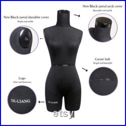 DL262 Half Scale Dress Form uk size 6, 43cm Body Height 1 2 Miniature Female Fiberglass Trouser Dummy Fitting Mannequin Torso, Black color