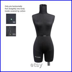 DL262 Half Scale Dress Form uk size 6, 43cm Body Height 1 2 Miniature Female Fiberglass Trouser Dummy Fitting Mannequin Torso, Black color