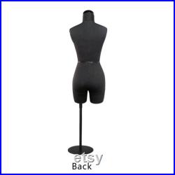 DL262 Half Scale Dress Form uk size 6, 43cm Body Height 1 2 Miniature Female Fiberglass Trouser Dummy Fitting Mannequin Torso, Black color