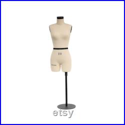 DL262 Size 10 Half scale dress form for sewing, professional dressmaker dummy for pattern making, adjustable height tailor female half body.