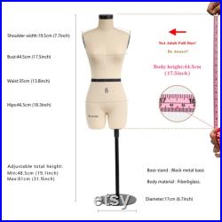 DL262 Size 10 Half scale dress form for sewing, professional dressmaker dummy for pattern making, adjustable height tailor female half body.