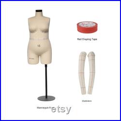 DL262 Size 6-8-10-12-14-16 Half scale dress form, mini sewing tailor mannequin, female dressmaker dummy, draping tape 150 meters,soft arms