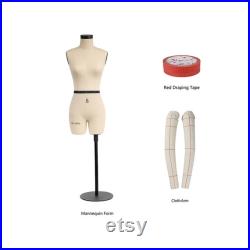 DL262 Size 6-8-10-12-14-16 Half scale dress form, mini sewing tailor mannequin, female dressmaker dummy, draping tape 150 meters,soft arms