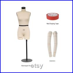 DL262 Size 6-8-10-12-14-16 Half scale dress form, mini sewing tailor mannequin, female dressmaker dummy, draping tape 150 meters,soft arms