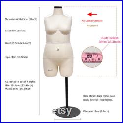 DL262 Size Plus size 24 Half scale dress form,Woman 1 2 mini dressmaker dummy, Female half size tailor mannequin for pattern draping, 1 pcs