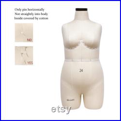 DL262 Size Plus size 24 Half scale dress form,Woman 1 2 mini dressmaker dummy, Female half size tailor mannequin for pattern draping, 1 pcs