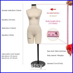 DL270 Half Scale Dress Form 34B Sewing Lingerie and Corsets Mannequin Dressmaker Dummy Half Size Miniature Underwear Bust Form for Tailor