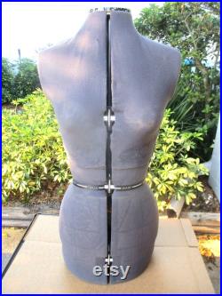DRITZ My Double Adjustable DRESS FORM Size Small Silver Gray Include the Original Shipping Box Made in England