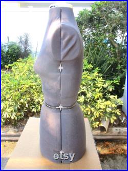 DRITZ My Double Adjustable DRESS FORM Size Small Silver Gray Include the Original Shipping Box Made in England