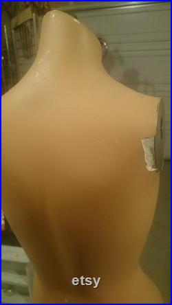 Decter Mannekin Company female Decter torso Mannequin dress form fiberglass adjustable chrome stand 1960s