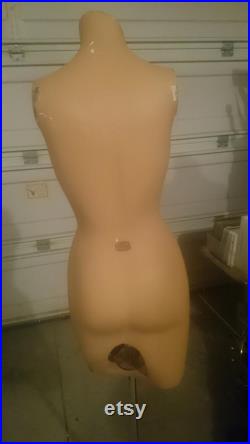 Decter Mannekin Company female Decter torso Mannequin dress form fiberglass adjustable chrome stand 1960s