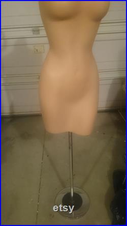 Decter Mannekin Company female Decter torso Mannequin dress form fiberglass adjustable chrome stand 1960s