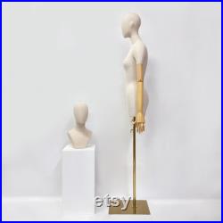 Display Mannequin Torso High Quality, Bamboo arms, Wedding Dress, Vitrines, Female Display, Linen fabric Clothing Showroom Luxury Equipment