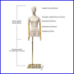 Display Mannequin Torso High Quality, Bamboo arms, Wedding Dress, Vitrines, Female Display, Linen fabric Clothing Showroom Luxury Equipment