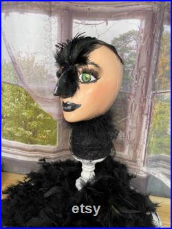 Display Mannequin head, hand painted, the raven. centerpiece, party centerpiece, styrofoam mannequin head,