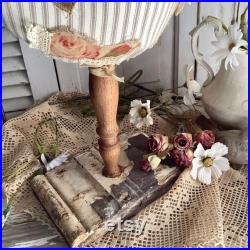 Dress Form Antique Lace Floral Ticking 27 T Spindle Plinth Block Base Shabby White Cottage Antique Vintage Farmhouse Home Decor Handmade