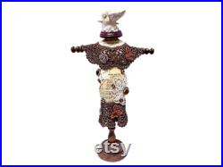 Dress Form,Jewelry Stand,Bronze,Rusty,Crochet, Rhinestones,Jewelry Destash,Repurposed, Manniquin, Spiritual, Dove