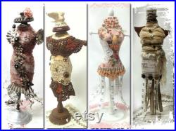 Dress Form,Jewelry Stand,Bronze,Rusty,Crochet, Rhinestones,Jewelry Destash,Repurposed, Manniquin, Spiritual, Dove