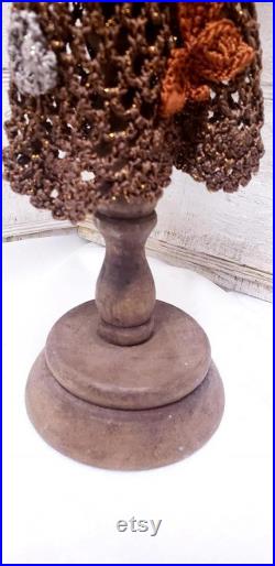 Dress Form,Jewelry Stand,Bronze,Rusty,Crochet, Rhinestones,Jewelry Destash,Repurposed, Manniquin, Spiritual, Dove