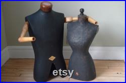 Dress Forms Depict Loving Couple. Male is Mannequin with Articulated Arms fromGermany. Female is from Paris. Sold as couple only.