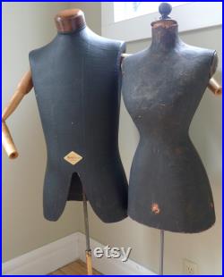 Dress Forms Depict Loving Couple. Male is Mannequin with Articulated Arms fromGermany. Female is from Paris. Sold as couple only.