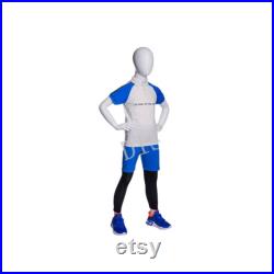 Egg Head Glossy White Child Boys Youth Fiberglass Athletic Sports Mannequin with Base YD-K03