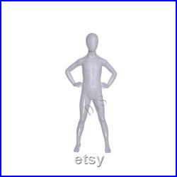 Egg Head Glossy White Child Boys Youth Fiberglass Athletic Sports Mannequin with Base YD-K03
